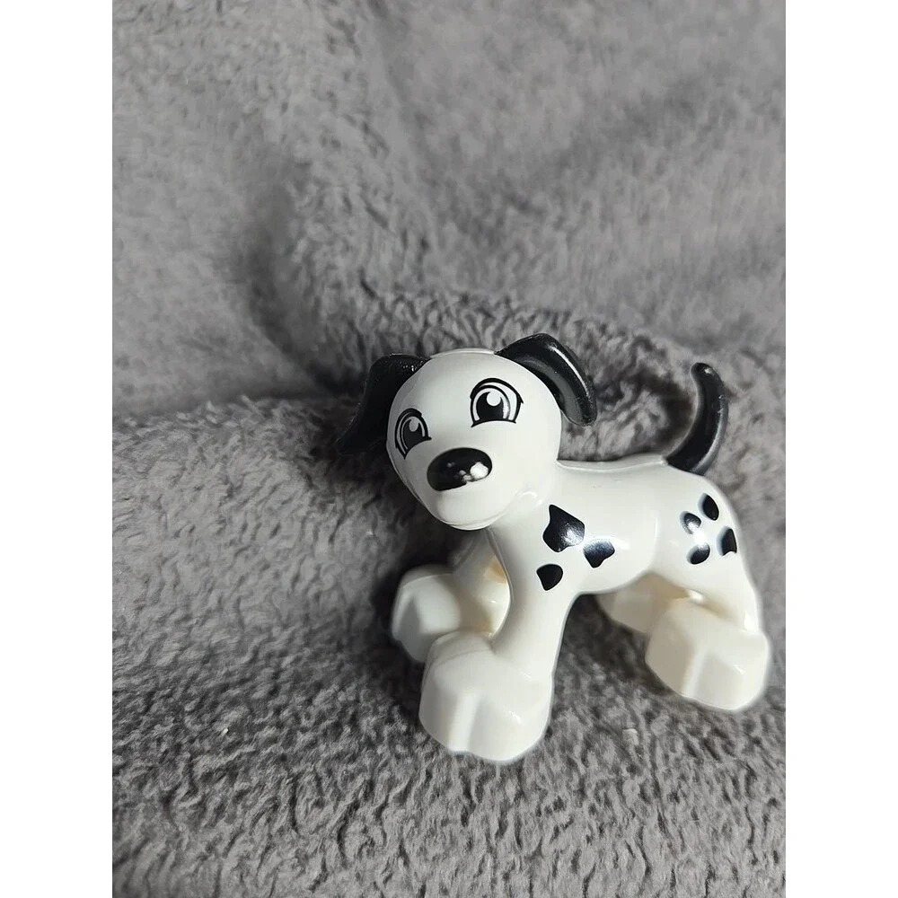LEGO White Duplo Dog Black Eyes & Black Ear Nose